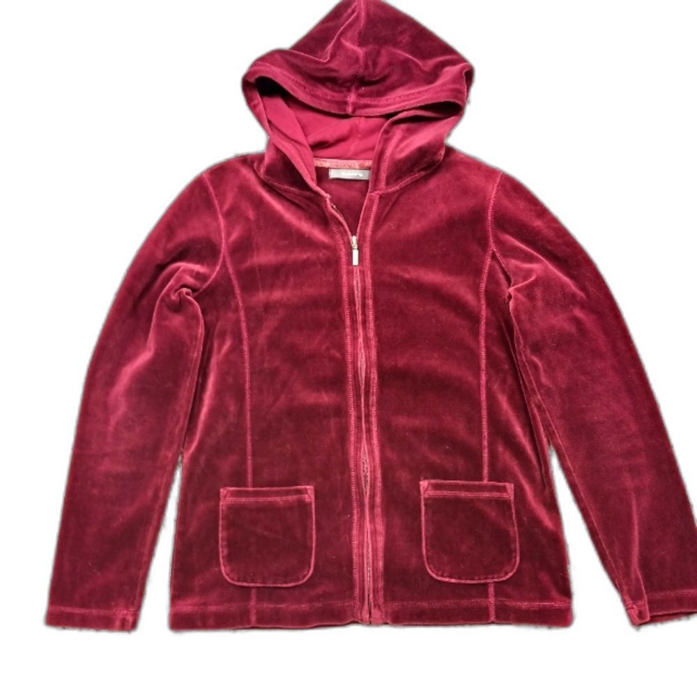 Liz Clairborne Burgandy Full Zip Hoodie with Two Front Pockets Women's Small.